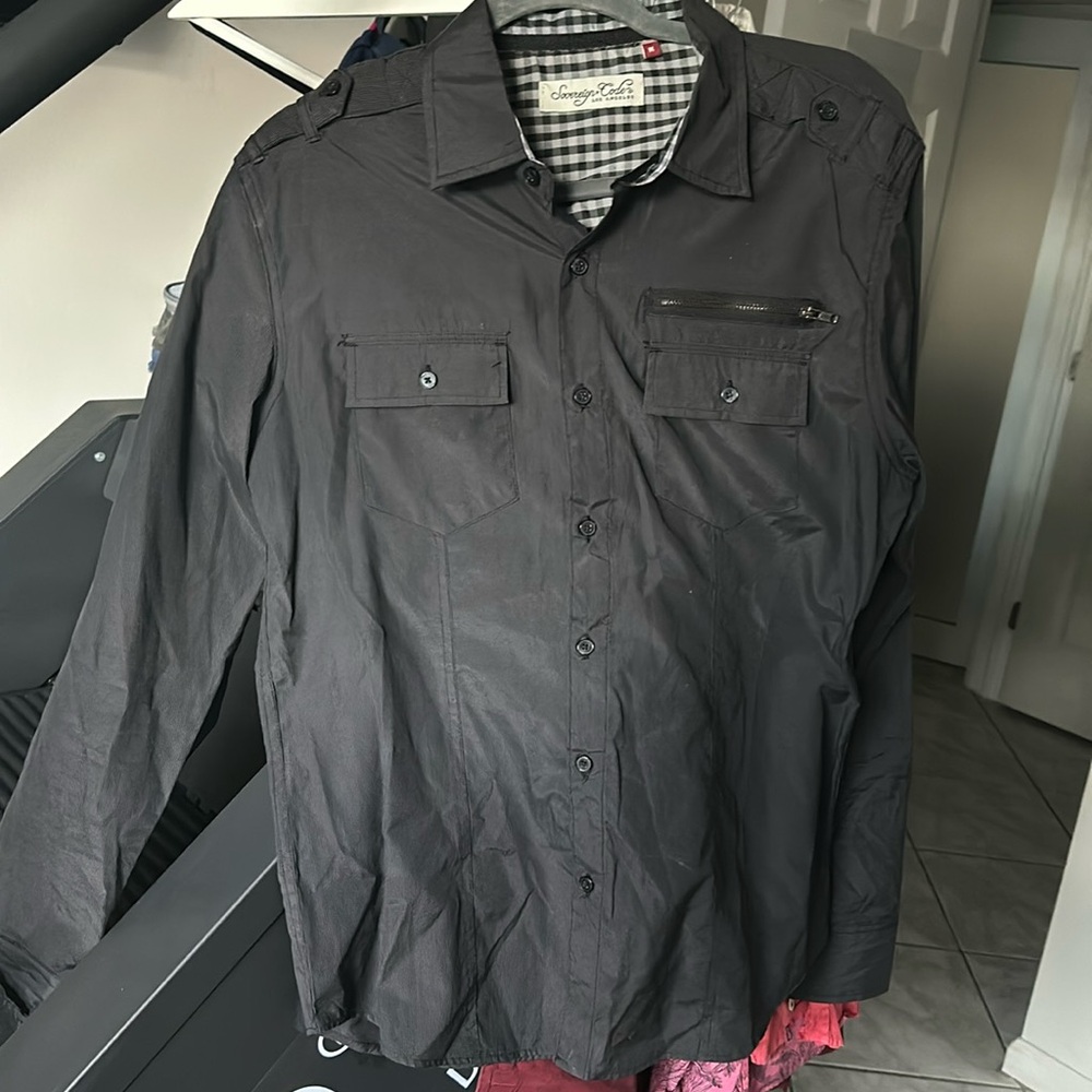 Mens Black Dress/Casual Hanging out woods Medium Longsleeve